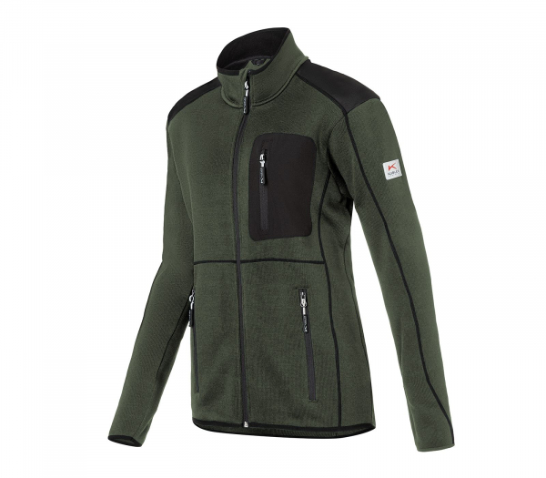 KÜBLER-WEATHER-Strickjacke Damen, oliv/schwarz