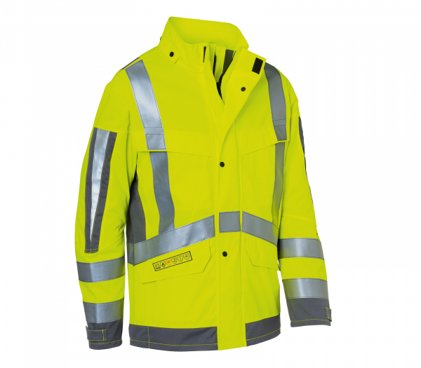 KÜBLER- Damen- Wetterjacke, PROTECTIQ HIGH VIS, Arc2, PSA 3, ca. 300 g/m², warngelb/ anthrazit