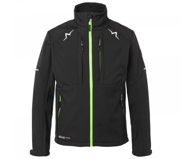 KÜBLER-PULSE Softshell Jacke Herren, 320 g/m², schwarz/neongrün