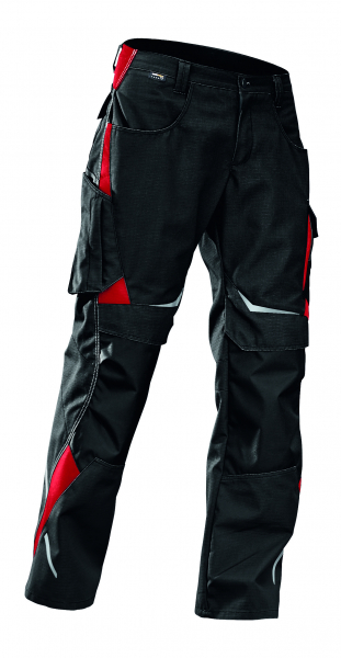 KÜBLER-Workwear, Pulsschlag-Arbeits-Berufs-Bund-Hose, ca. 260g/m², schwarz/mittelrot