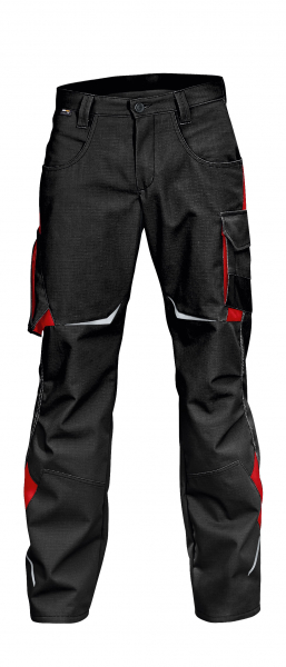 KÜBLER-Workwear, Pulsschlag-Arbeits-Berufs-Bund-Hose, ca. 260g/m², schwarz/mittelrot