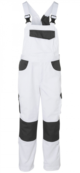 KÜBLER PULSE ECO Latzhose, 240 g/m², weiß/anthrazit