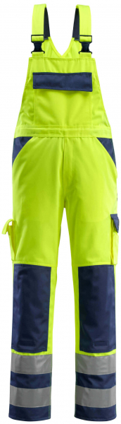 MASCOT-Workwear, Warnschutz-Latzhose, Barras, 76 cm, 310 g/m², gelb/marine