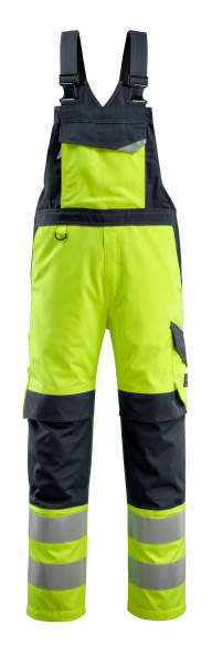 MASCOT-Workwear, Warnschutz-Arbeits-Berufs-Latz-Hose, Davos, 90 cm, 275 g/m², gelb/schwarzblau