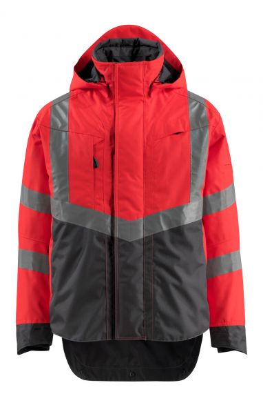 MASCOT-Workwear, Warnschutz-Jacke, Harlow, 210 g/m², rot/dunkelanthrazit