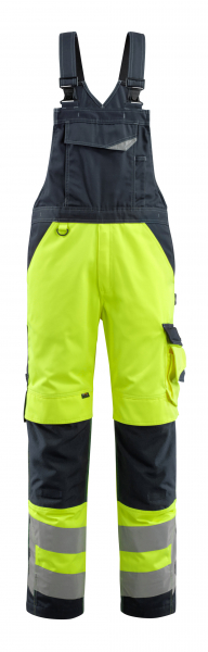 MASCOT-Workwear, Warnschutz-Latzhose, Newcastle, 76 cm, 290 g/m², gelb/schwarzblau