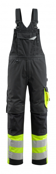 MASCOT-Workwear, Warnschutz-Latzhose, Sunderland, 76 cm, 290 g/m², schwarz/gelb