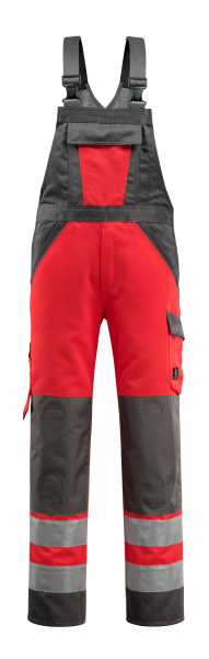 MASCOT-Workwear, Warnschutz-Latzhose, Gosford, 76 cm, 285 g/m², rot/dunkelanthrazit