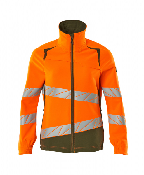 MASCOT-Damen-Warnschutz-Jacke, ULTIMATE STRETCH, warnorange/moosgrün