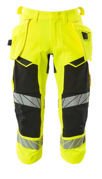 MASCOT-Workwear, Warnschutz-Dreiviertel Hose, ACCELERATE SAFE, warngelb/schwarz
