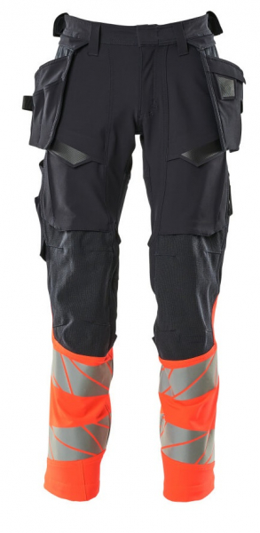 MASCOT-Workwear, Warnschutz-Bundhose, ACCELERATE SAFE, 82 cm, schwarzblau/warnrot