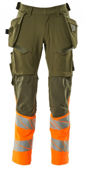 MASCOT-Workwear, Warnschutz-Bundhose, ACCELERATE SAFE, 76 cm, moosgrün/warnorange