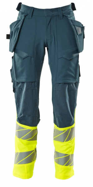 MASCOT-Workwear, Warnschutz-Bundhose, ACCELERATE SAFE, 76 cm, dunkelpetroleum/warngelb