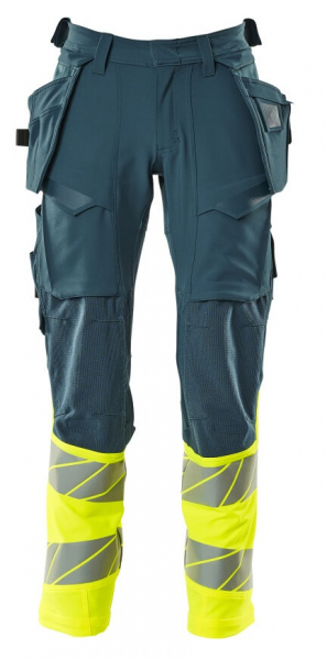 MASCOT-Workwear, Warnschutz-Bundhose, ACCELERATE SAFE, 82 cm, dunkelpetroleum/warngelb