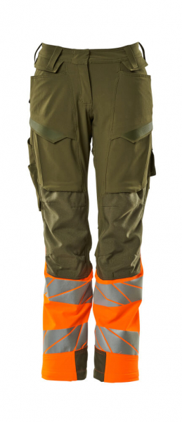 MASCOT-Warnschutz-Damen Bundhose, DIAMOND, 76 cm, moosgrün/warnorange