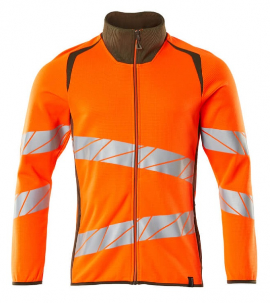 MASCOT-Workwear, Warnschutz-Sweatshirt mit Reißverschluss, ACCELERATE SAFE, warnorange/moosgrün