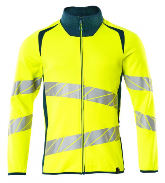 MASCOT-Workwear, Warnschutz-Sweatshirt mit Reißverschluss, ACCELERATE SAFE, warngelb/dunkelpetroleum