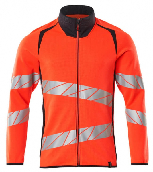 MASCOT-Workwear, Warnschutz-Sweatshirt mit Reißverschluss, ACCELERATE SAFE, warnrot/schwarzblau