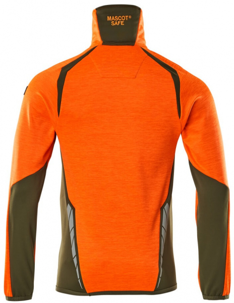 MASCOT-Workwear, Warnschutz-Fleece-Pullover, ACCELERATE SAFE, high vis orange/moosgrün