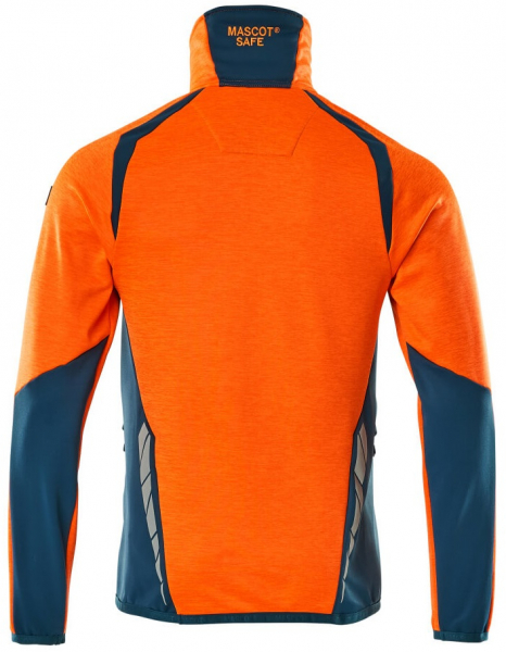 MASCOT-Workwear, Warnschutz-Fleece-Pullover, ACCELERATE SAFE, high vis orange/dunkelpetroleum