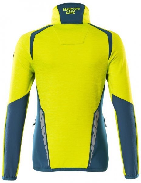 MASCOT-Workwear, Warnschutz-Damen Fleece-Pullover, ACCELERATE SAFE, high vis gelb/dunkelpetroleum