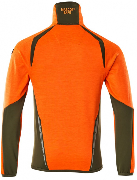MASCOT-Workwear, Warnschutz-Fleece-Pullover, ACCELERATE SAFE, high vis orange/moosgrün
