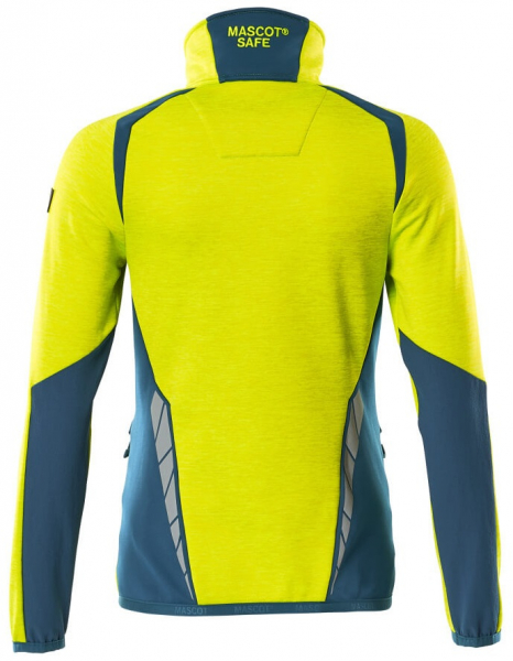 MASCOT-Workwear, Warnschutz-Damen Fleece-Jacke, ACCELERATE SAFE, high vis gelb/dunkelpetroleum