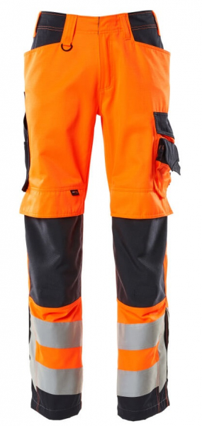 MASCOT-Workwear, Warnschutz-Bundhose, SAFE SUPREME, mit Knietaschen, Lg: 76 cm, warnorange/schwarzblau