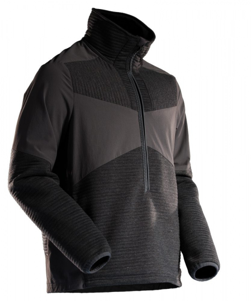 MASCOT- Fleecepullover, CUSTOMIZED, mit kurzem Reißverschluss, winddicht, 265 g/m², schwarz