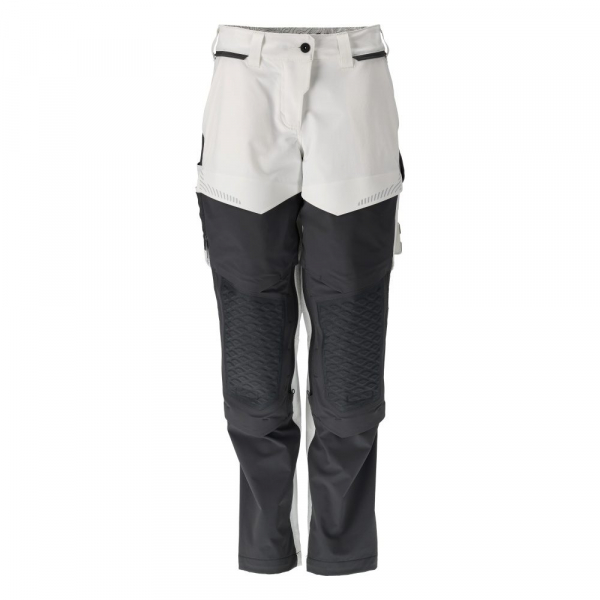 MASCOT- Damen- Hose mit Knietaschen, Diamnond, Ultimate Stretch, CUSTOMIZED, 180 g/m², weiss/ anthrazitgrau