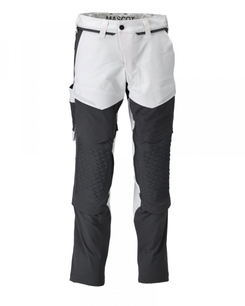 MASCOT- Hose mit Knietaschen, Ultimate Stretch, CUSTOMIZED, 180 g/m², weiss/ anthrazitgrau