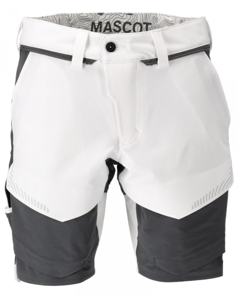 MASCOT- Shorts, Ultimate Stretch, CUSTOMIZED, 180 g/m², weiss/ anthrazitgrau