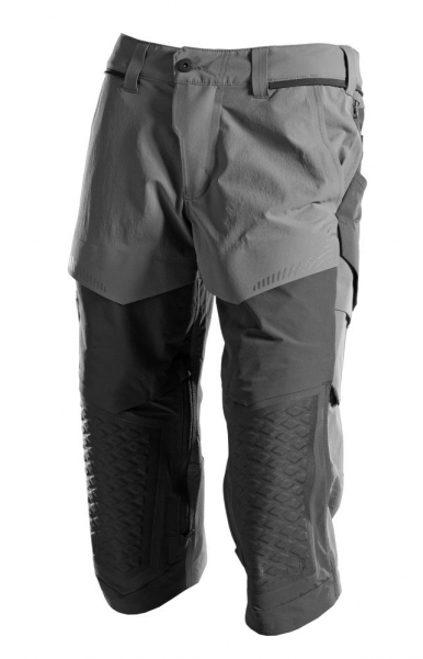 MASCOT- Dreiviertel- Hose mit Knietaschen, Ultimate Stretch, CUSTOMIZED, 180 g/m², anthrazitgrau/ schwarz