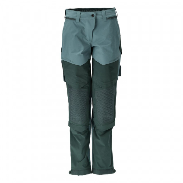 MASCOT- Damen-Hose mit Knietaschen, Diamond, Ultimate Stretch, CUSTOMIZED, 180 g/m², hell-waldgrün/ waldgrün