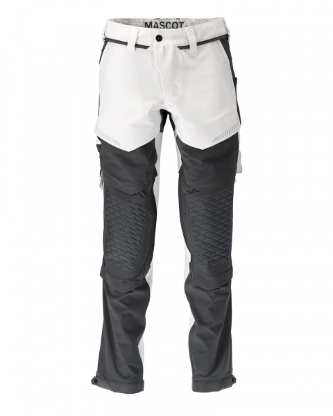 MASCOT- Hose mit Knietaschen, Ultimate Stretch, CUSTOMIZED, 180 g/m², weiss/ anthrazitgrau