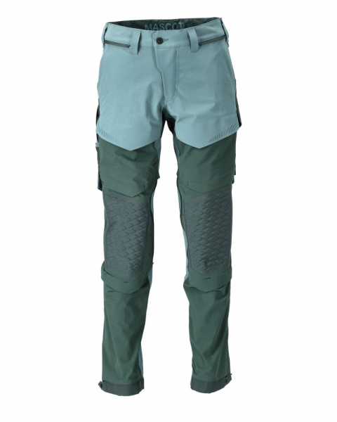MASCOT- Hose mit Knietaschen, Ultimate Stretch, CUSTOMIZED, 180 g/m², hell-waldgrün/ waldgrün