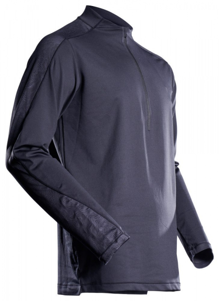 MASCOT- Langarmshirt mit kurzem Reißverschluss, CUSTOMIZED, 210 g/m², schwarzblau