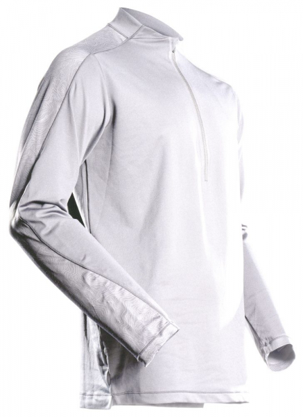 MASCOT- Langarmshirt mit kurzem Reißverschluss, CUSTOMIZED, 210 g/m², weiss