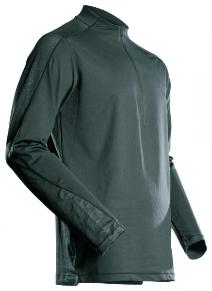 MASCOT- Langarmshirt mit kurzem Reißverschluss, CUSTOMIZED, 210 g/m², waldgrün