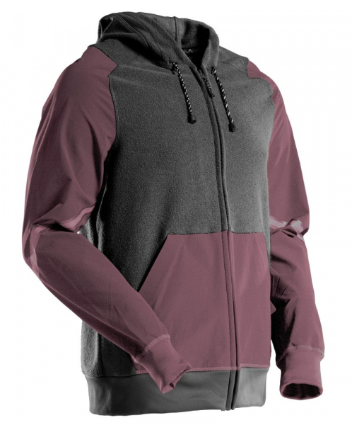 MASCOT- Kapuzensweatshirt mit Reißverschluss, CUSTOMIZED, 480 g/m², bordeaux/ anthrazitgrau