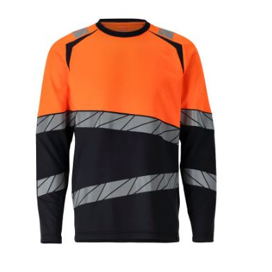 MASCOT® ACCELERATE SAFE Langarmshirt Premium , Schwarzblau/Orange