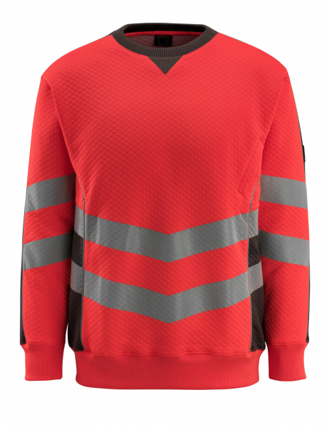 MASCOT-Workwear, Warnschutz-Sweatshirt, Wigton, 310 g/m², rot/dunkelanthrazit