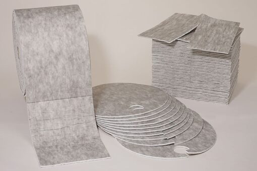 EVERSOAK Absorber Vlies Faßabdeckung, grau, ca. 580 g, Dopppelpads, Durchmesser ca. 56 cm, Karton á 10 Stück