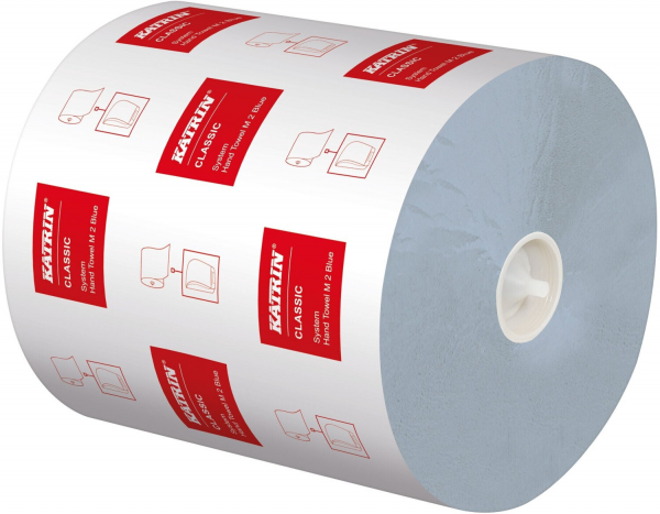 KATRIN SYSTEM HANDTUCHROLLEN M, blau, 2-lagig, Karton á 6 Rollen