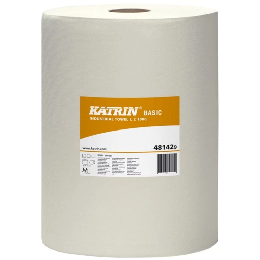 KATRIN-PUTZPAPIER-ROLLE, BASIC L2, weiss, 2-lagig, 2x18 g, mit Spiralhülse, 2 Rollen á 1000 Tücher