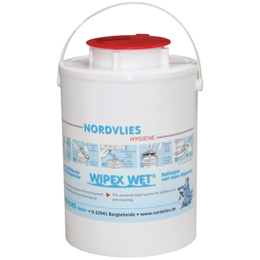 WIPEX-WET FEUTTUCHSPENDER, weiß, Kunstoff, wiederverwendbar, Entnahmeöffnung rot