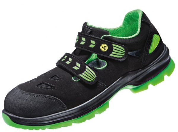 ATLAS-S1P-Sicherheitssandalen, SL 265 green, ESD, Weite 12, schwarz/grün