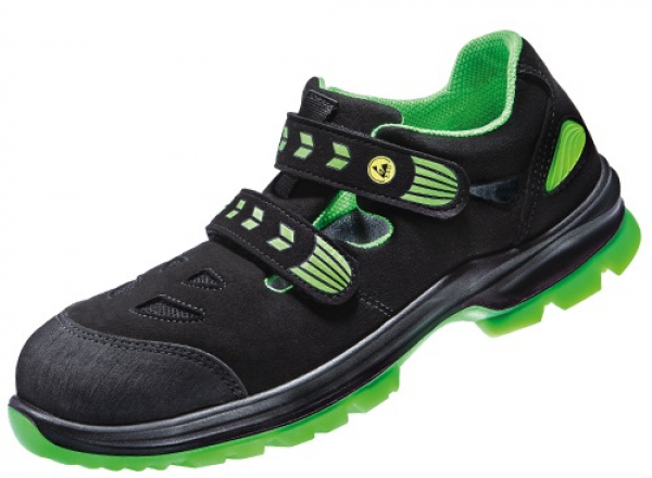 ATLAS-S1-Sicherheitssandalen, SL 26 green, ESD, Weite 12, schwarz/grün
