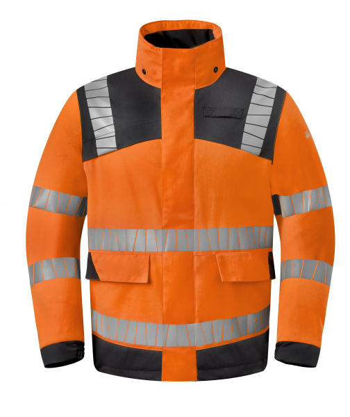 HAVEP- PARKA, High Visibility+, wind- & wasserdicht mit verklebten Nähten, verlängerter Rücken, Farbe: warnorange/ charcoal