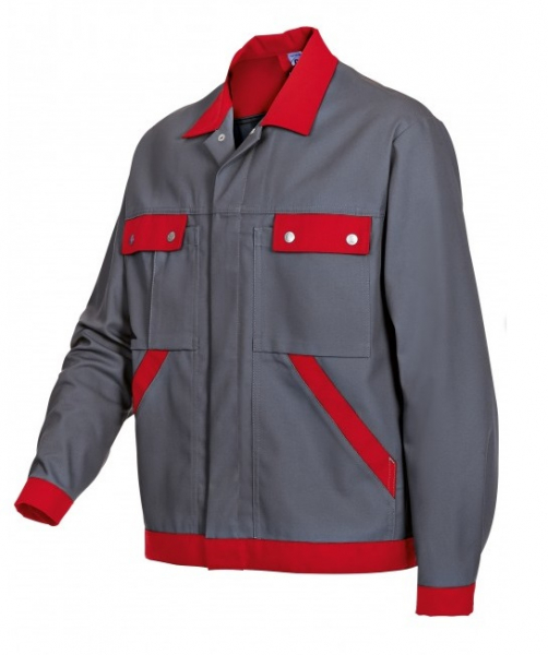 BP-Workwear, Arbeits-Berufs-Bund-Jacke, Blouson Cotton Plus, dunkelgrau/rot